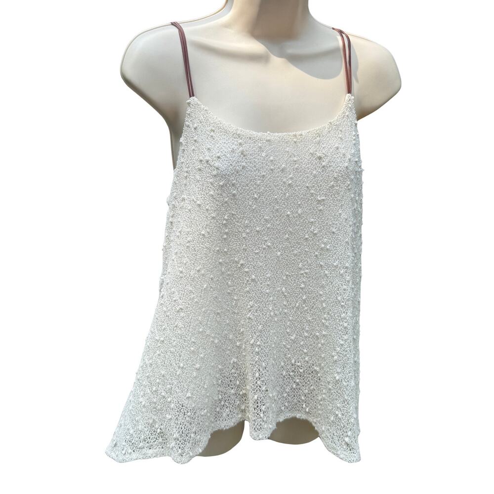 Mystree | Large Textured Boho White Tank Top